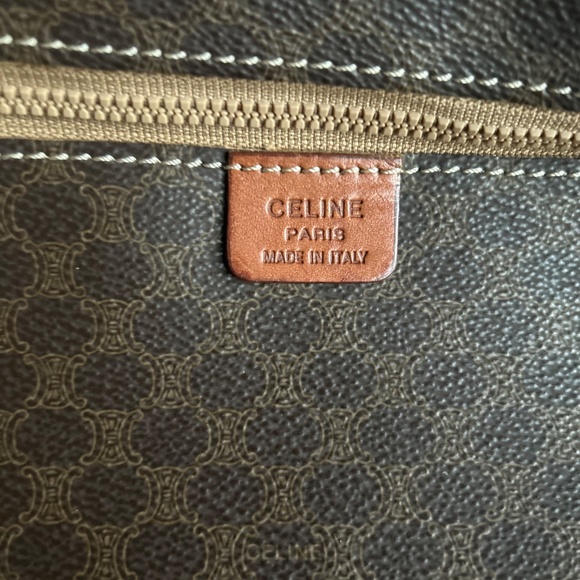 Celine Macadam Brown Tan Genuine Leather Hand Bag Shoulder Bag Business Bag - Picture 15 of 16